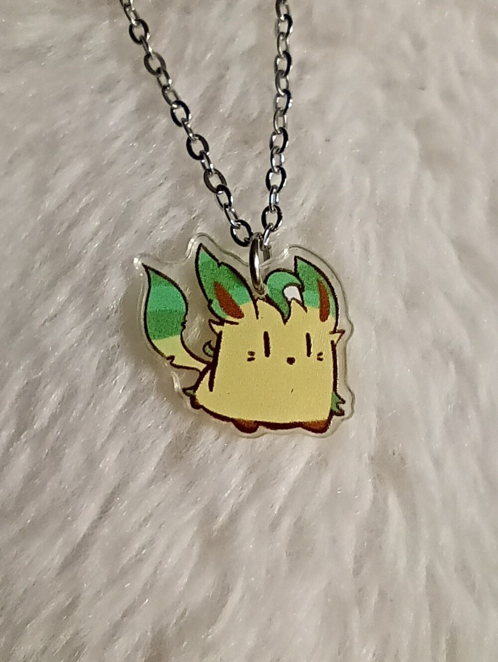 Pokemon Leafeon Acrylic Handmade Stainless Steel Necklace